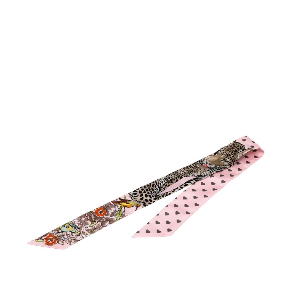 Hermès A Hermès Pink Light Pink Silk Fabric Jungle Love Love Twilly Scarf France