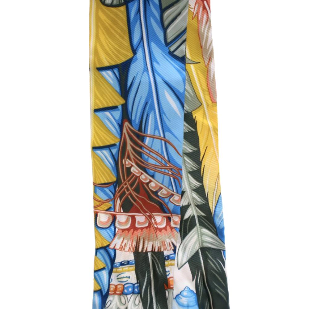 Hermès A Hermès Yellow with Multi Silk Fabric La Danse Pacifique Twilly Scarf France