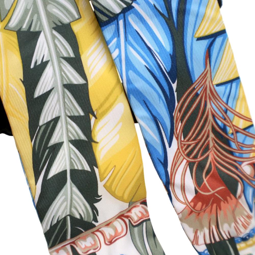 Hermès A Hermès Yellow with Multi Silk Fabric La Danse Pacifique Twilly Scarf France
