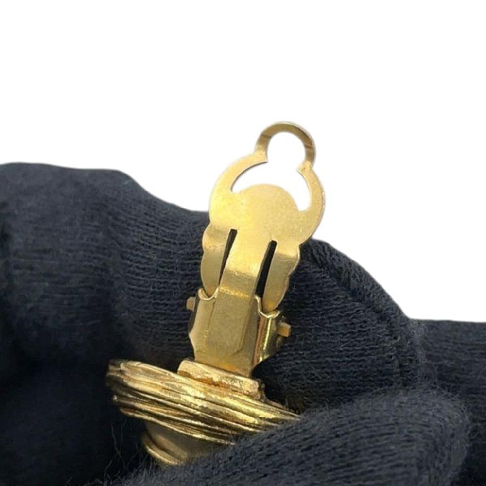 Chanel AB Chanel Gold with White Pearl Gold Plated Metal CC Faux Pearl Round Clip on Earrings France