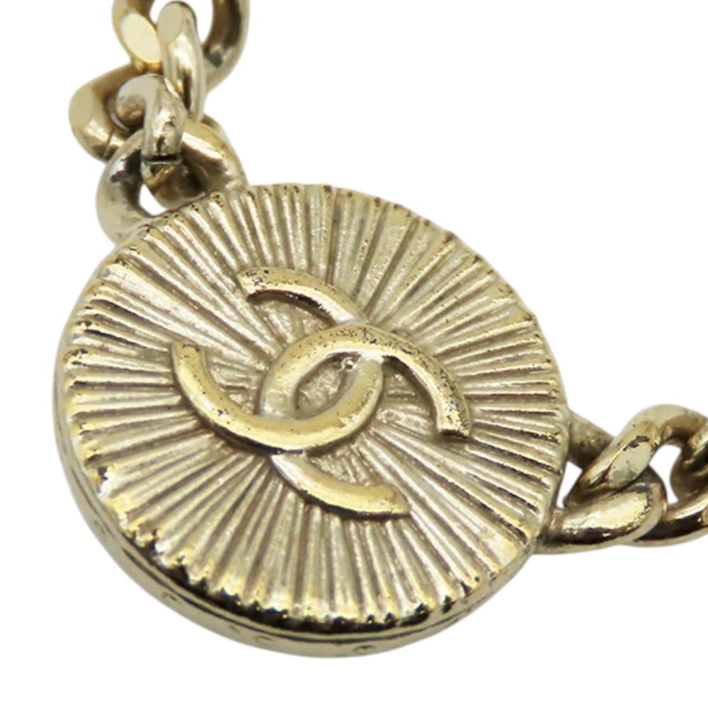 Chanel B Chanel Gold Gold Plated Metal Resin CC Rhinestones Pendant Necklace France