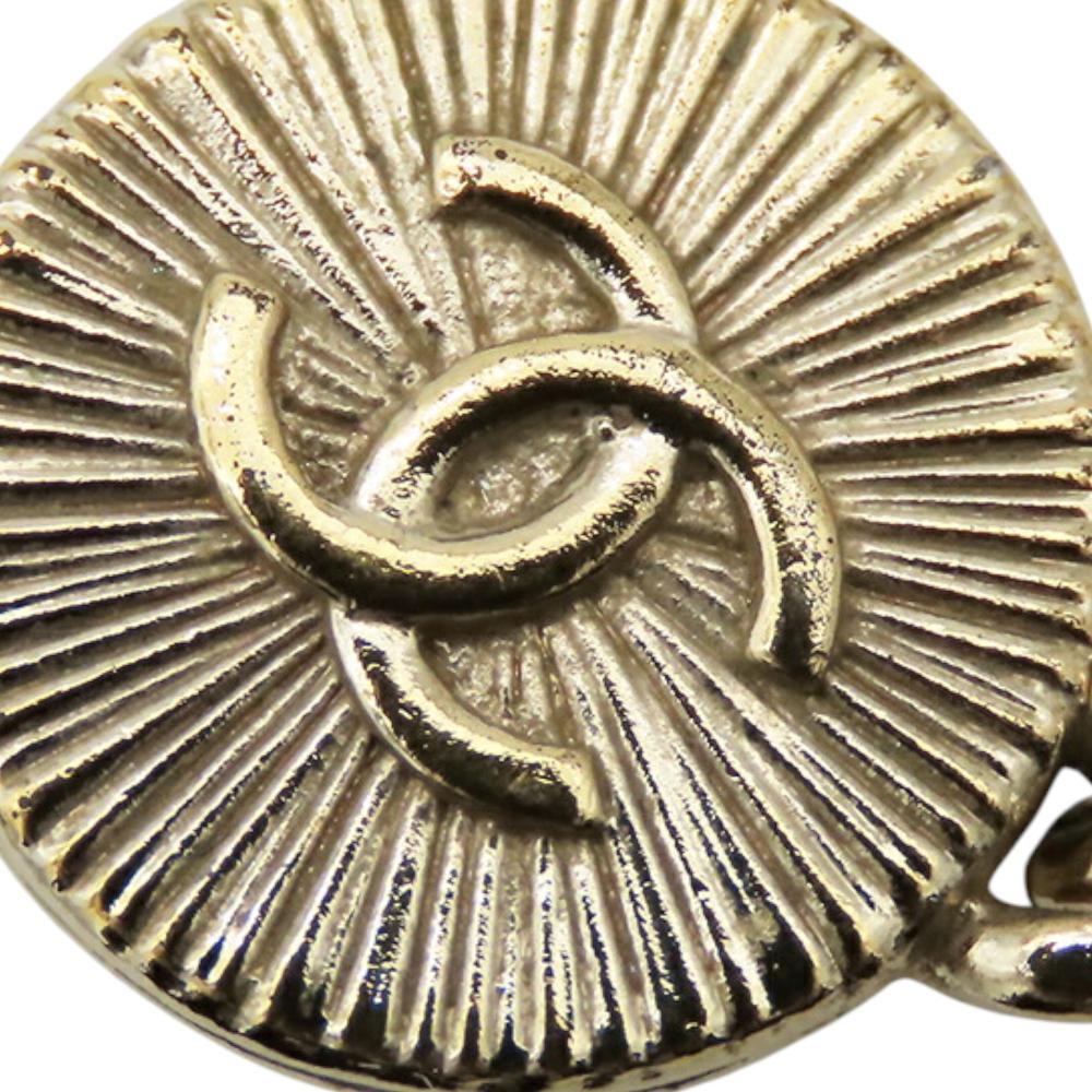 Chanel B Chanel Gold Gold Plated Metal Resin CC Rhinestones Pendant Necklace France