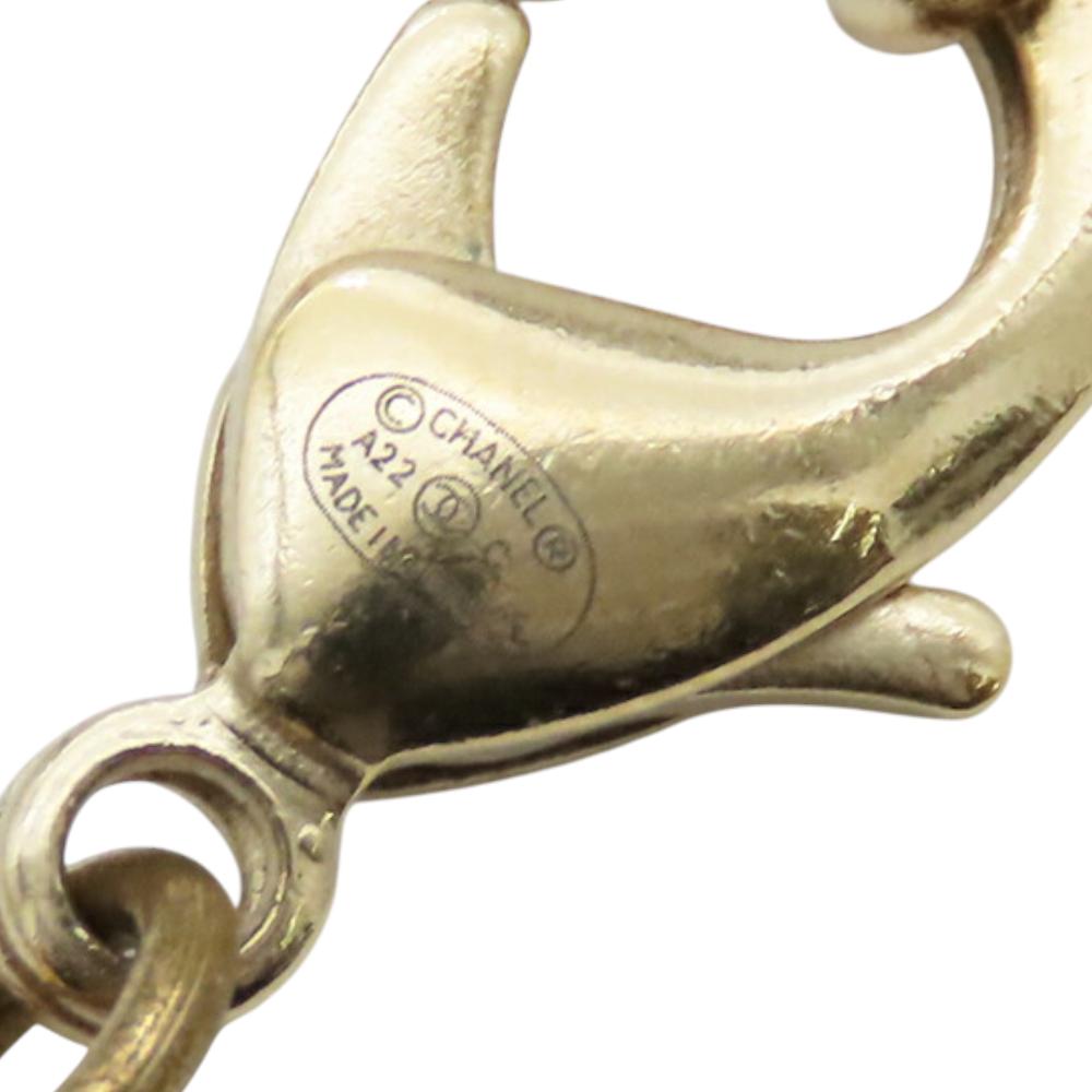 Chanel B Chanel Gold Gold Plated Metal Resin CC Rhinestones Pendant Necklace France