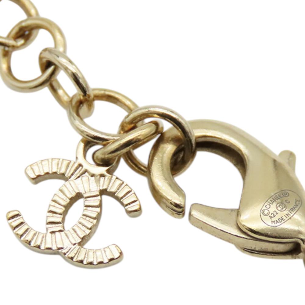 Chanel B Chanel Gold Gold Plated Metal Resin CC Rhinestones Pendant Necklace France