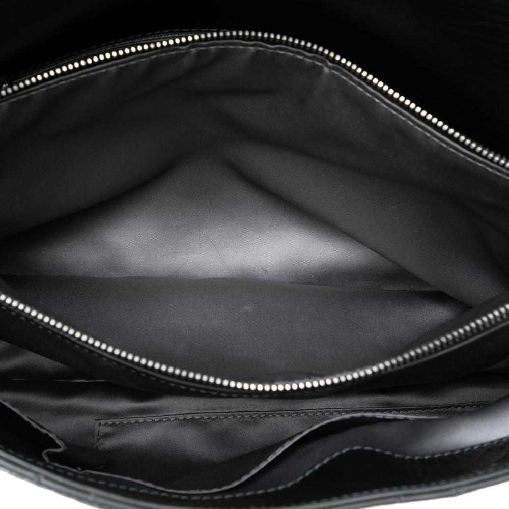 Chanel B Chanel Black Calf Leather XL CC Glazed Quilted skin Single Flap Italy