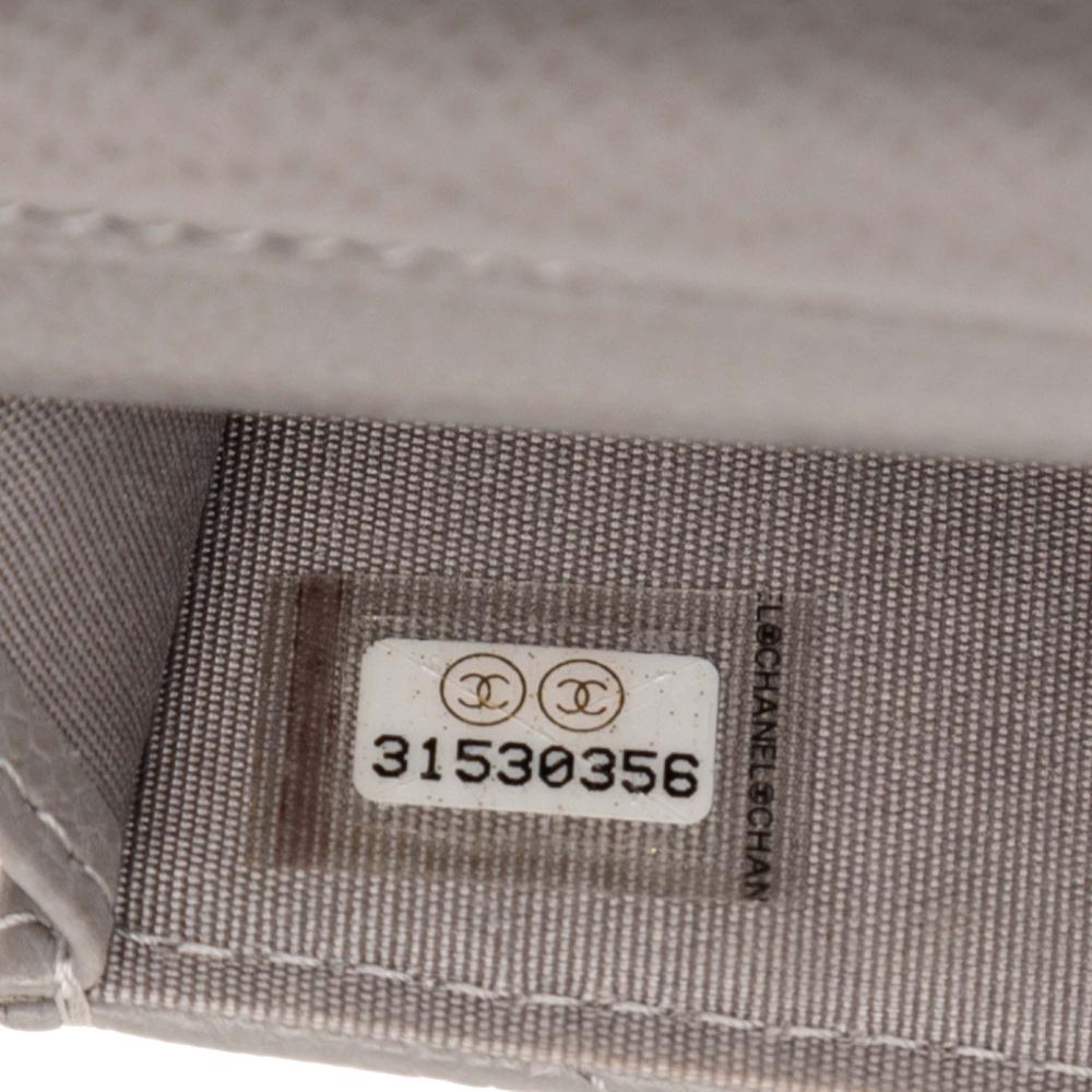 Chanel AB Chanel Gray Caviar Leather Leather CC Quilted Caviar Miss Coco Clutch With Chain Italy