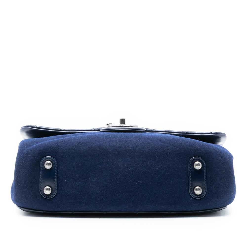 Chanel Blue Paris Salzburg Quilted Glazed Calfskin and Felt Edelweiss Flower CC Flap Italy