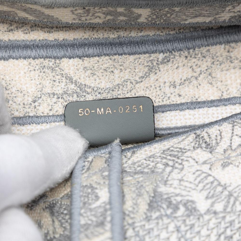 Christian Dior AB Dior Gray Canvas Fabric Embroidered Toile de Jouy Saddle Bag Italy