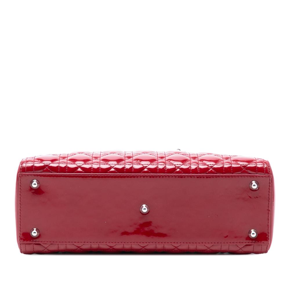 Christian Dior B Dior Red Patent Leather Leather Large Patent Cannage Lady Dior Italy