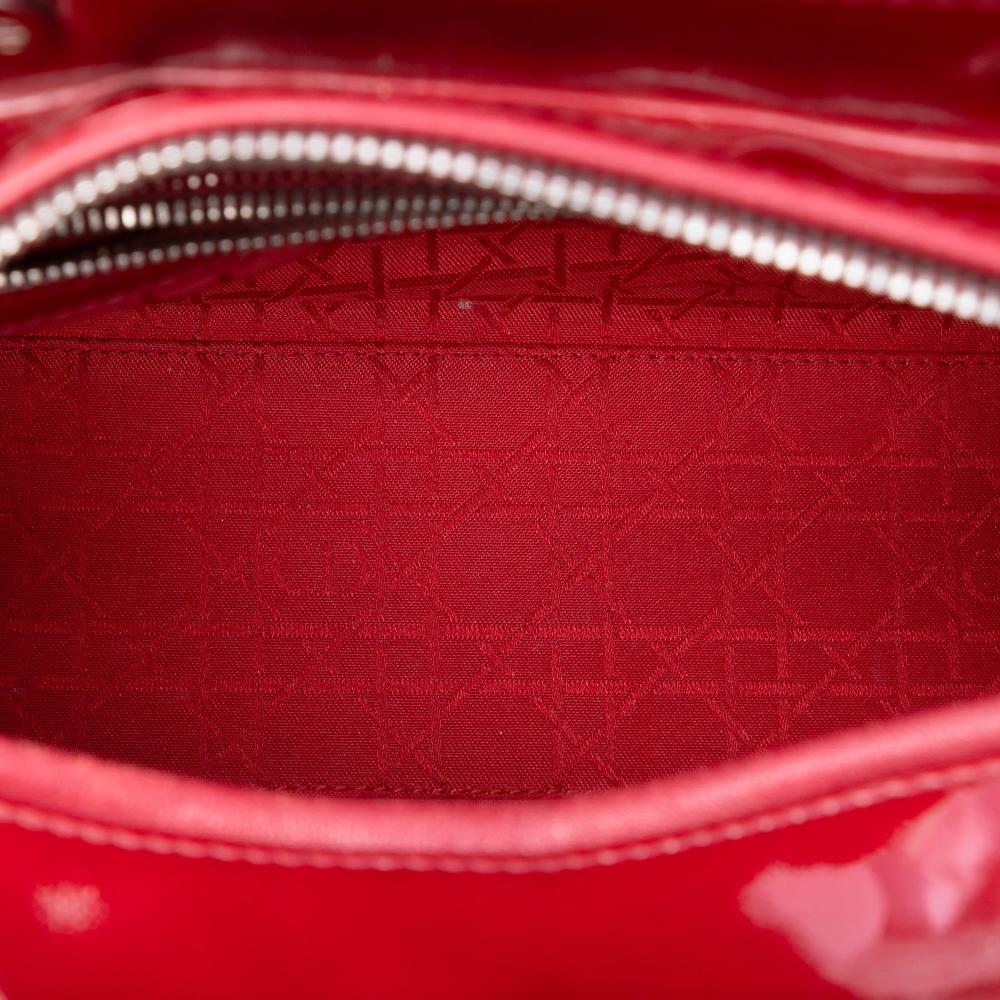 Christian Dior B Dior Red Patent Leather Leather Large Patent Cannage Lady Dior Italy