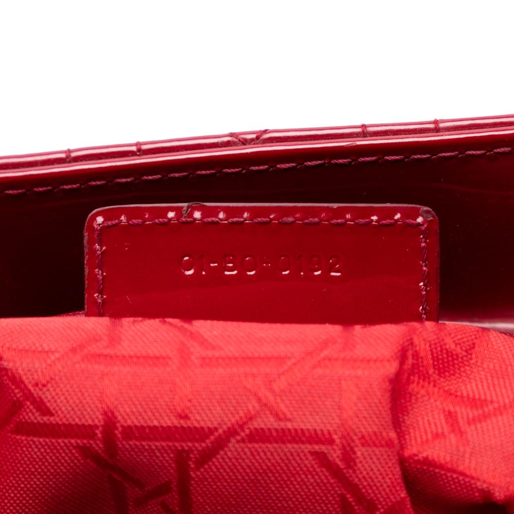 Christian Dior B Dior Red Patent Leather Leather Large Patent Cannage Lady Dior Italy