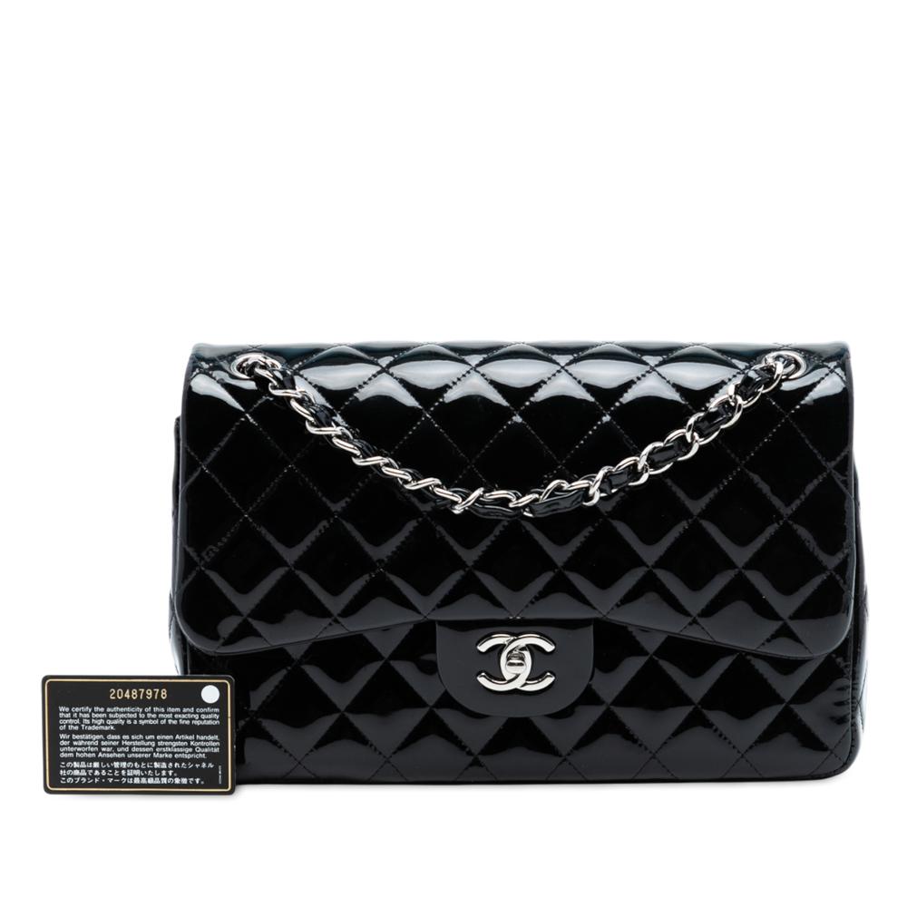 Chanel AB Chanel Black Patent Leather Leather Jumbo Classic Patent Double Flap Italy