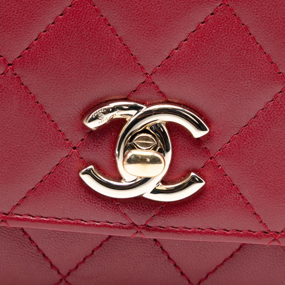 Chanel AB Chanel Red Lambskin Leather Leather Lambskin Trendy CC Wallet On Chain Italy