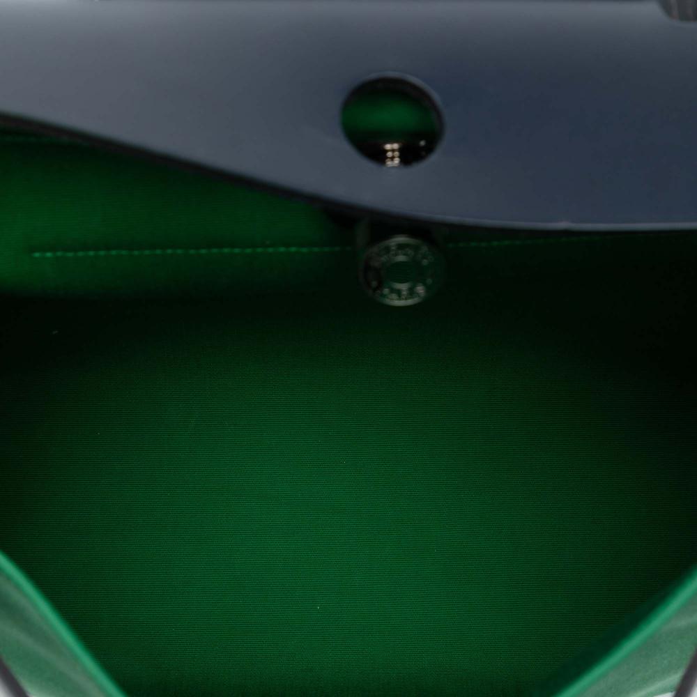 Hermès B Hermès Green with Blue Midnight Blue Canvas Fabric Toile Herbag Zip 31 France