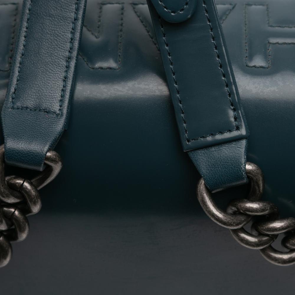 Chanel AB Chanel Blue Navy Calf Leather Old Medium Glazed skin Boy Flap France