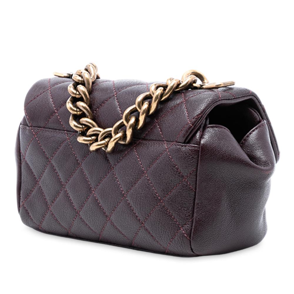 Chanel AB Chanel Red Burgundy Sheepskin Leather Leather Mini Quilted Sheepskin Trapezio Flap Italy