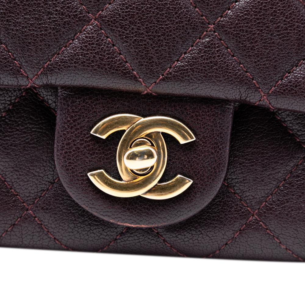Chanel AB Chanel Red Burgundy Sheepskin Leather Leather Mini Quilted Sheepskin Trapezio Flap Italy