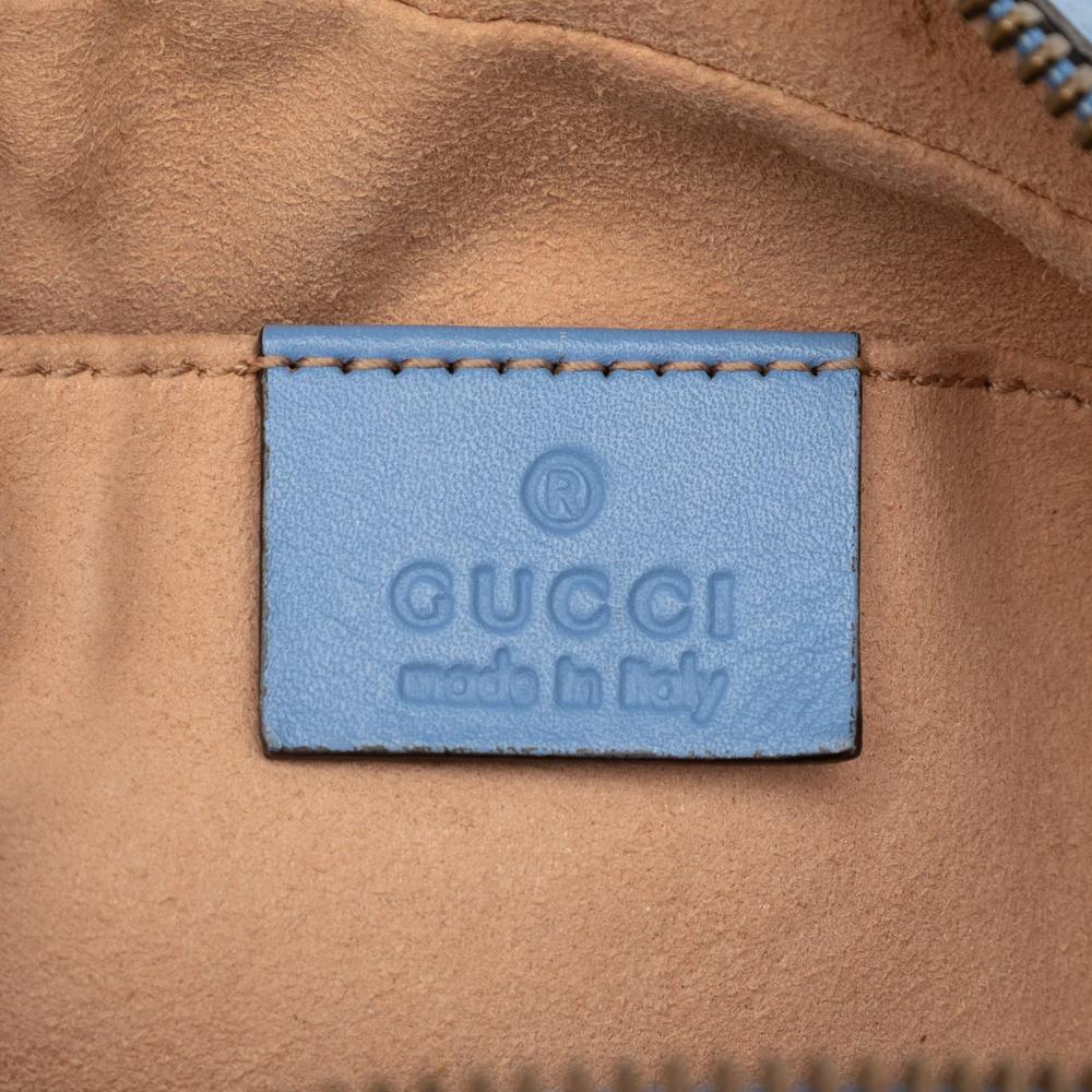 Gucci AB Gucci Blue Calf Leather Small GG Marmont Matelasse Crossbody Italy