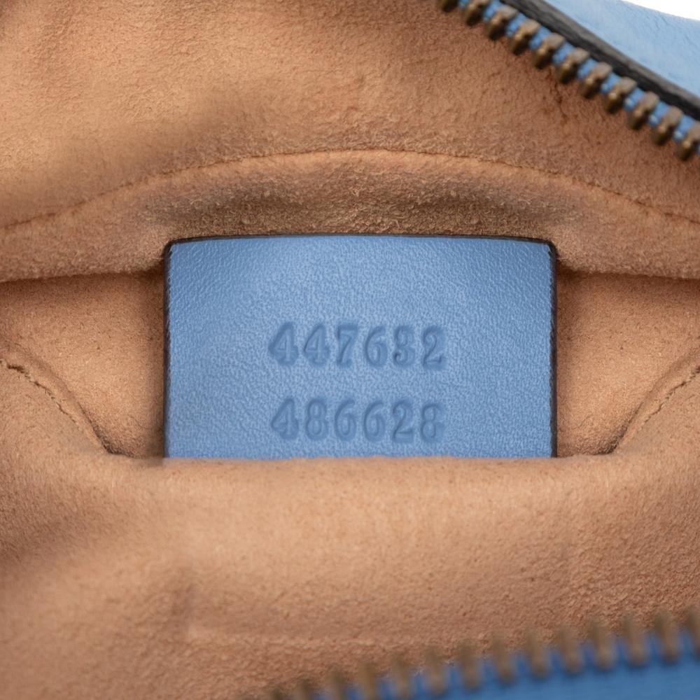 Gucci AB Gucci Blue Calf Leather Small GG Marmont Matelasse Crossbody Italy