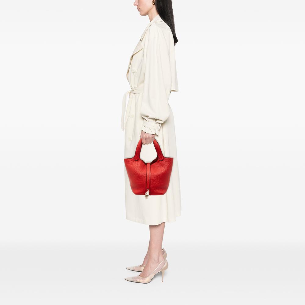 Hermès AB Hermès Red Calf Leather Clemence Picotin Lock 18 France