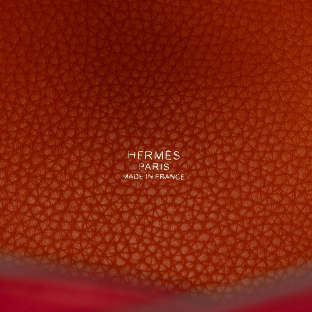 Hermès AB Hermès Orange with Red Dark Red Calf Leather Bicolor Clemence and Swift Picotin Lock 18 France