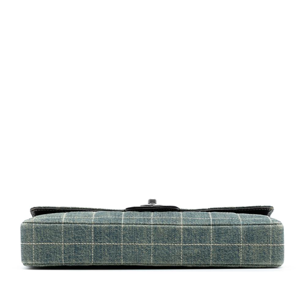 Chanel AB Chanel Blue Denim Denim Fabric CC Chocolate Bar East West Flap France