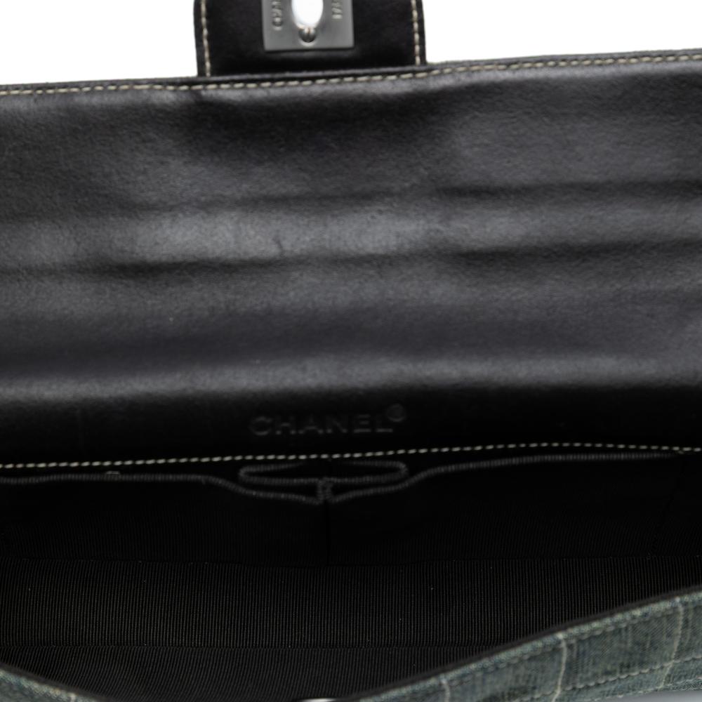 Chanel AB Chanel Blue Denim Denim Fabric CC Chocolate Bar East West Flap France