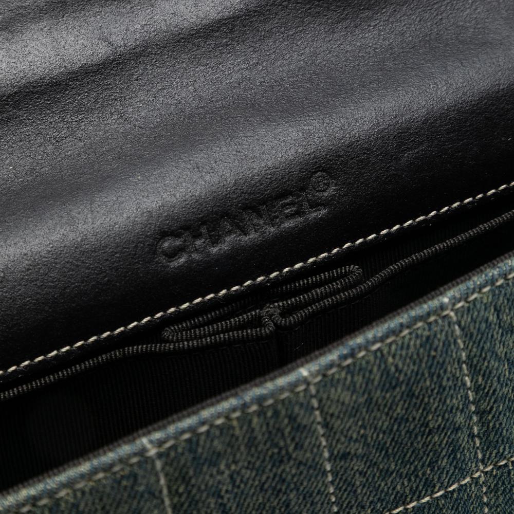 Chanel AB Chanel Blue Denim Denim Fabric CC Chocolate Bar East West Flap France