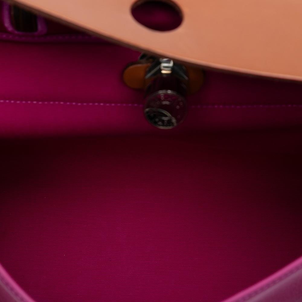 Hermès B Hermès Pink Dark Pink with Brown Canvas Fabric Toile Herbag Zip 31 France