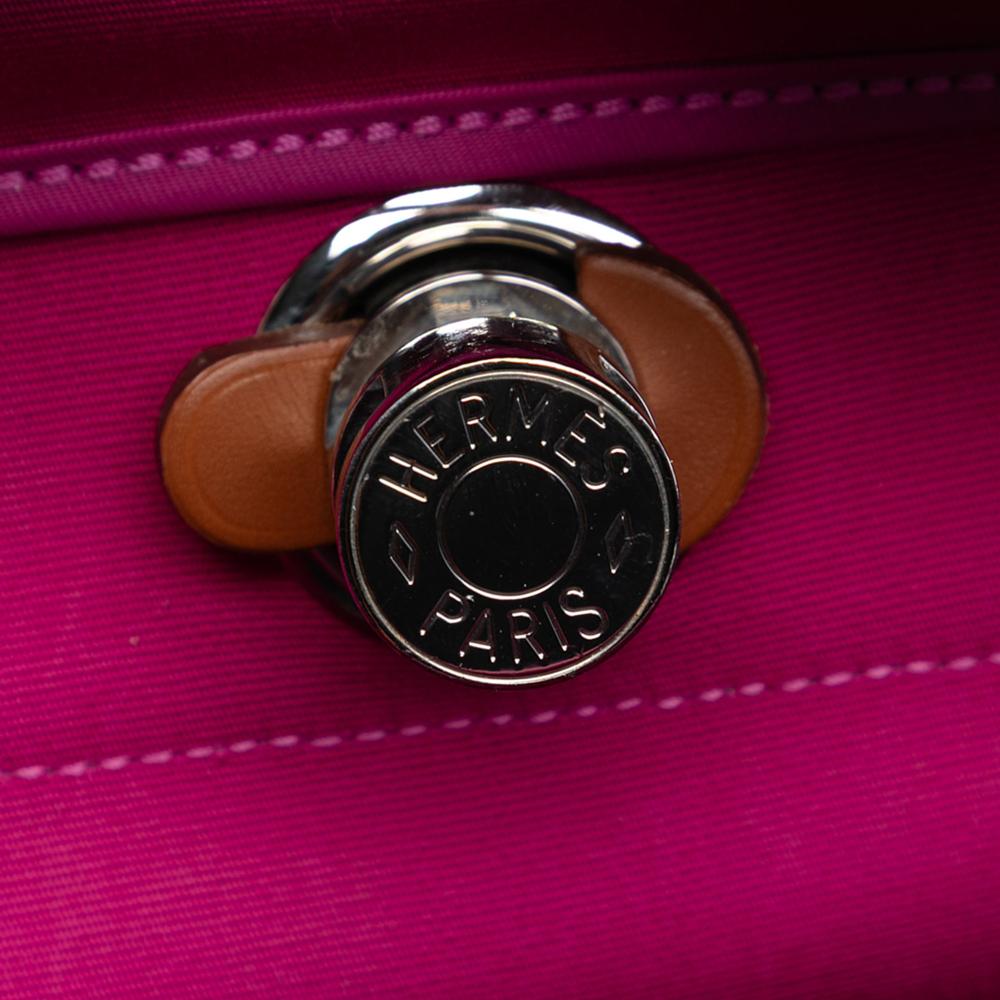 Hermès B Hermès Pink Dark Pink with Brown Canvas Fabric Toile Herbag Zip 31 France