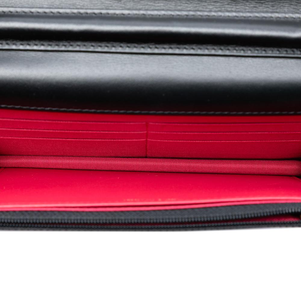 Chanel AB Chanel Black Calf Leather CC Shiny Aged skin Wallet On Chain Italy