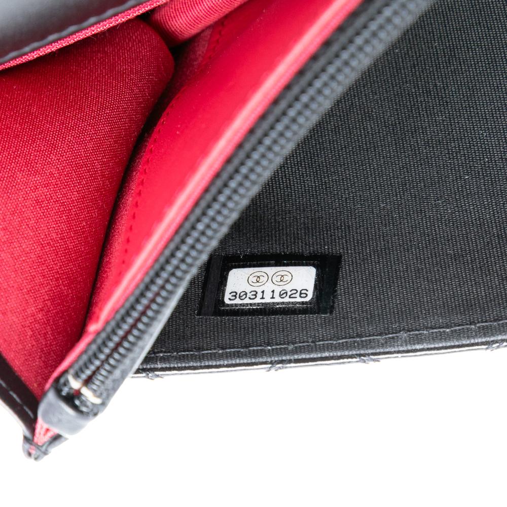 Chanel AB Chanel Black Calf Leather CC Shiny Aged skin Wallet On Chain Italy