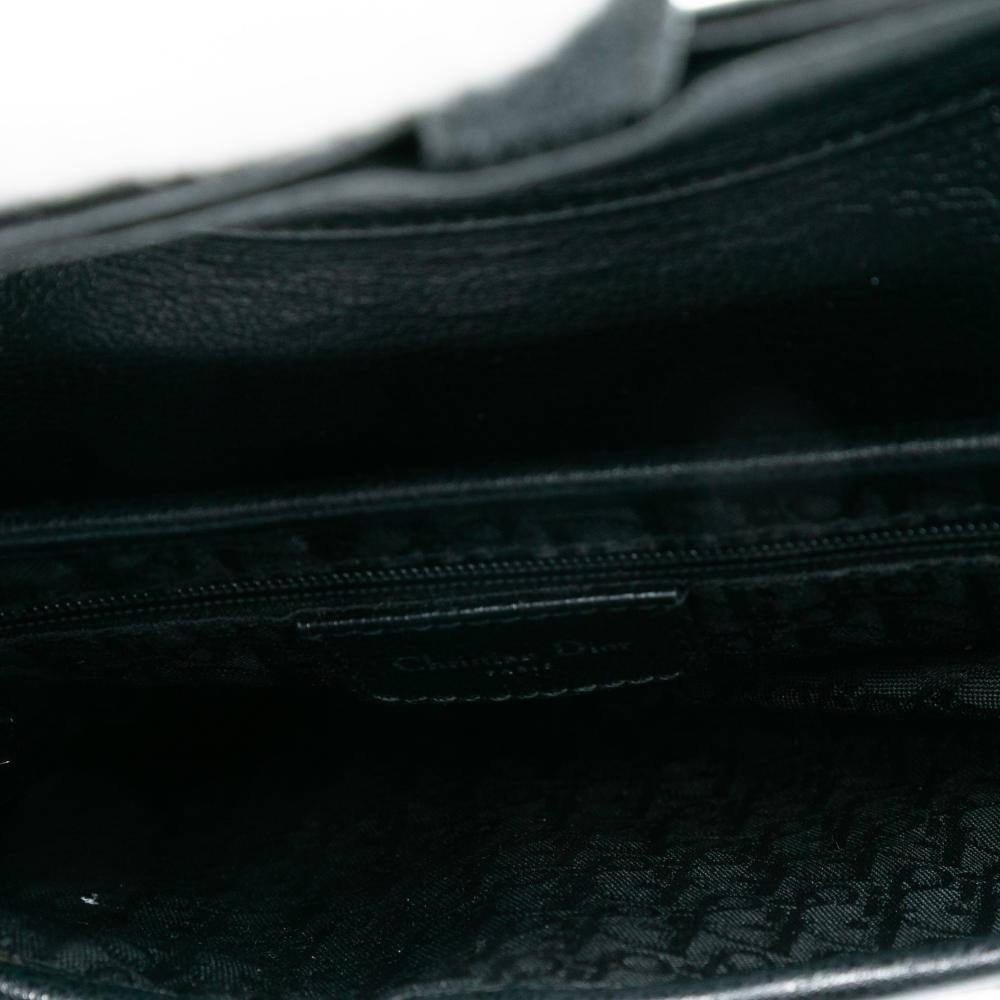 Christian Dior B Dior Black Goatskin Leather Shiny Saddle Bag Italy