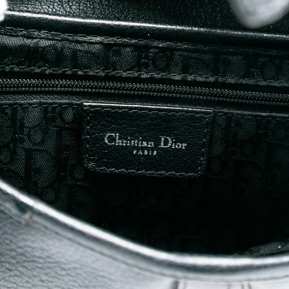 Christian Dior B Dior Black Goatskin Leather Shiny Saddle Bag Italy