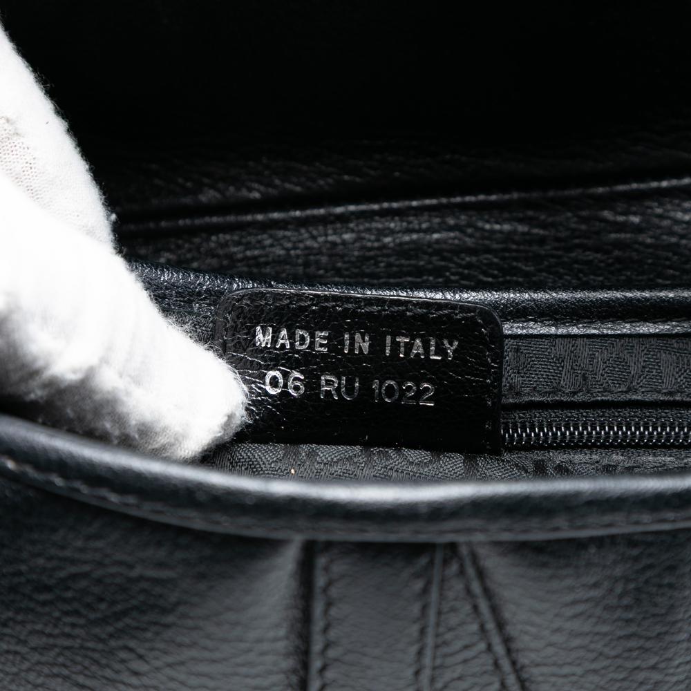 Christian Dior B Dior Black Goatskin Leather Shiny Saddle Bag Italy