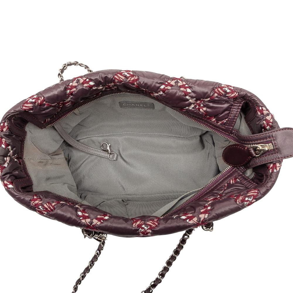 Chanel B Chanel Purple Plum Nylon Fabric Paris Byzance Tweed On Stitch Shoulder Bag Italy