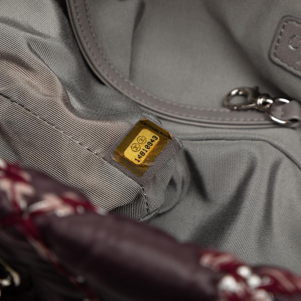 Chanel B Chanel Purple Plum Nylon Fabric Paris Byzance Tweed On Stitch Shoulder Bag Italy