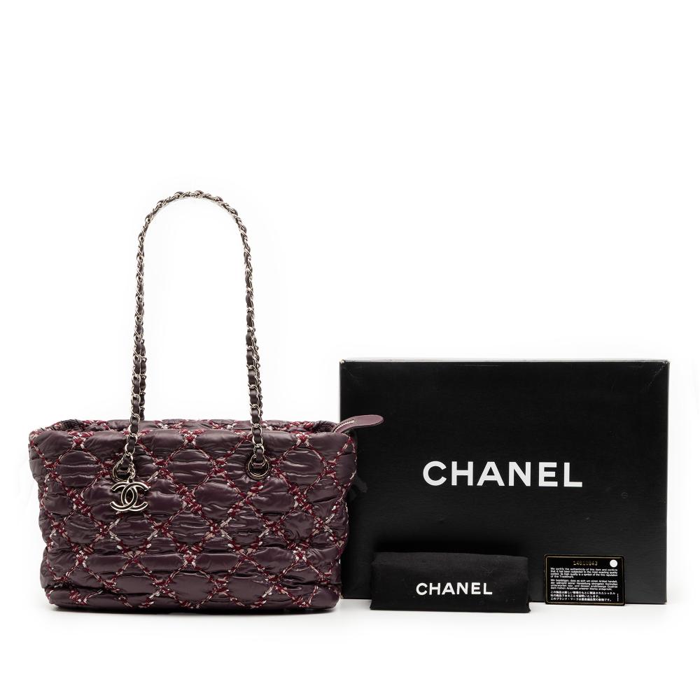 Chanel B Chanel Purple Plum Nylon Fabric Paris Byzance Tweed On Stitch Shoulder Bag Italy