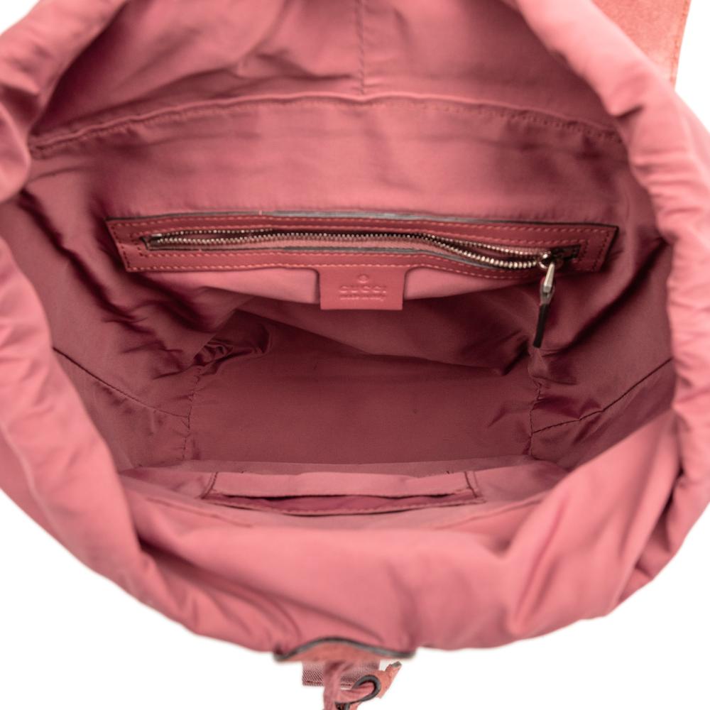 Gucci AB Gucci Brown Beige Coated Canvas Fabric Small GG Supreme Blooms Single Buckle Backpack Italy