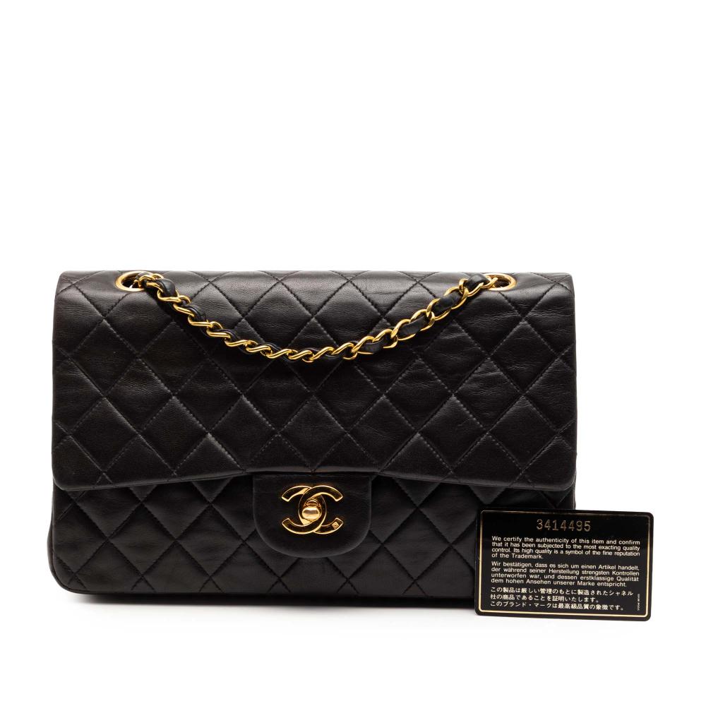 Chanel B Chanel Black Lambskin Leather Leather Medium Classic Lambskin Double Flap France