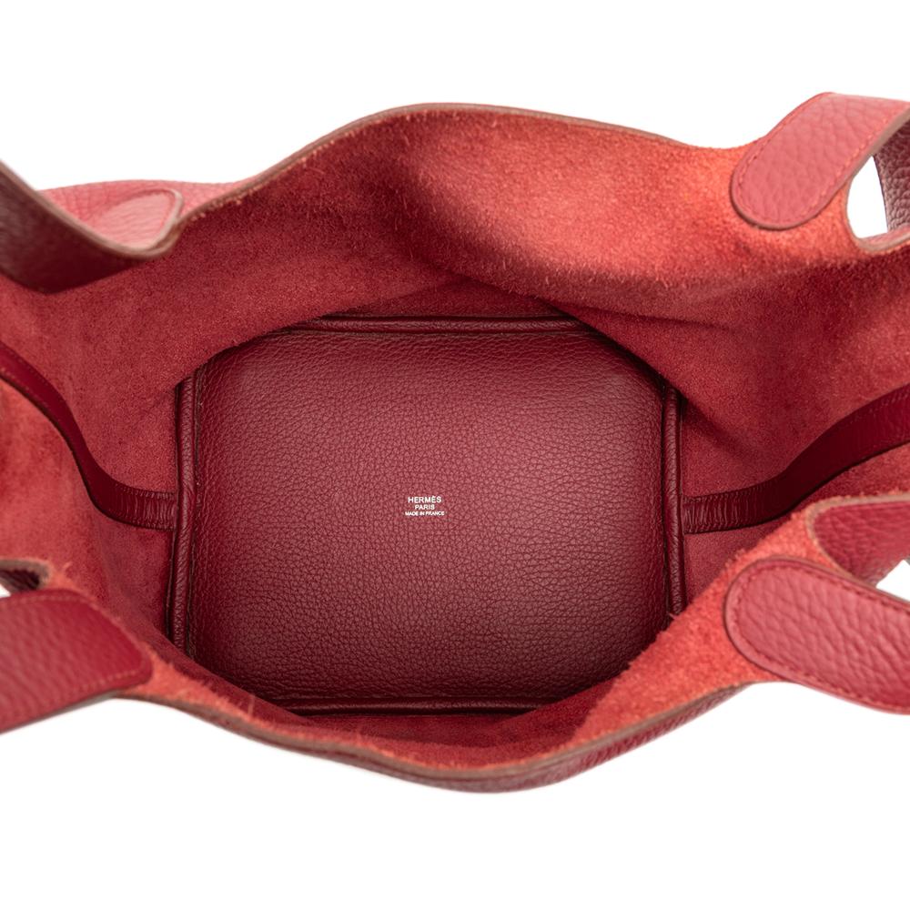 Hermès AB Hermès Red Dark Red Calf Leather Clemence Picotin Lock 22 France