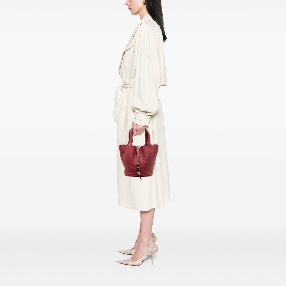 Hermès AB Hermès Red Dark Red Calf Leather Clemence Picotin Lock 22 France