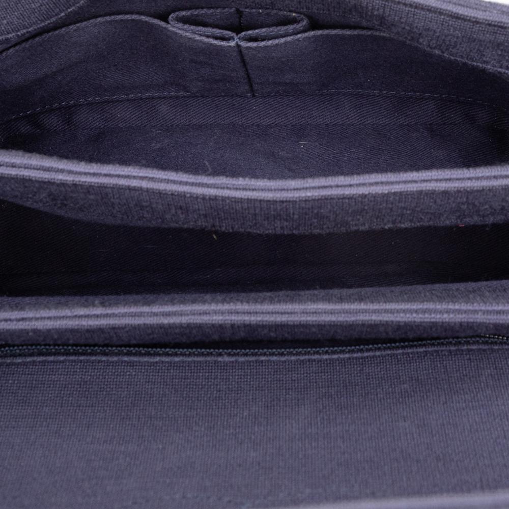 Chanel AB Chanel Blue Dark Blue Cotton Fabric Small Chevron Jersey Trendy CC Top Handle Flap Italy