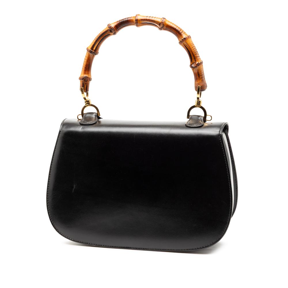 Gucci B Gucci Black Calf Leather skin Bamboo Night Italy