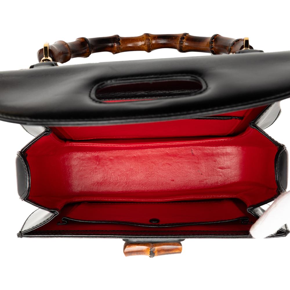 Gucci B Gucci Black Calf Leather skin Bamboo Night Italy