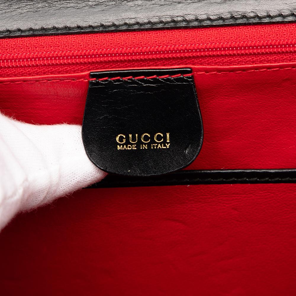 Gucci B Gucci Black Calf Leather skin Bamboo Night Italy