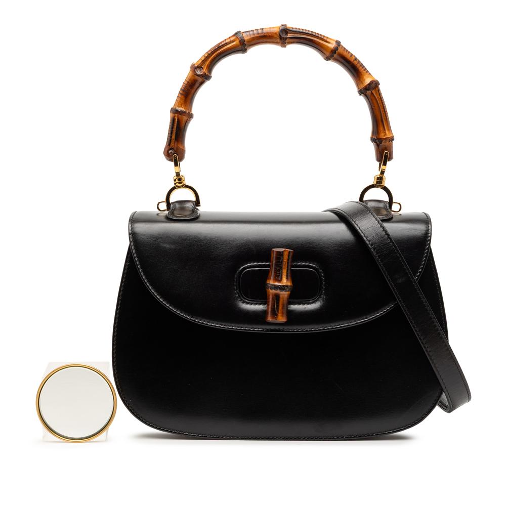 Gucci B Gucci Black Calf Leather skin Bamboo Night Italy