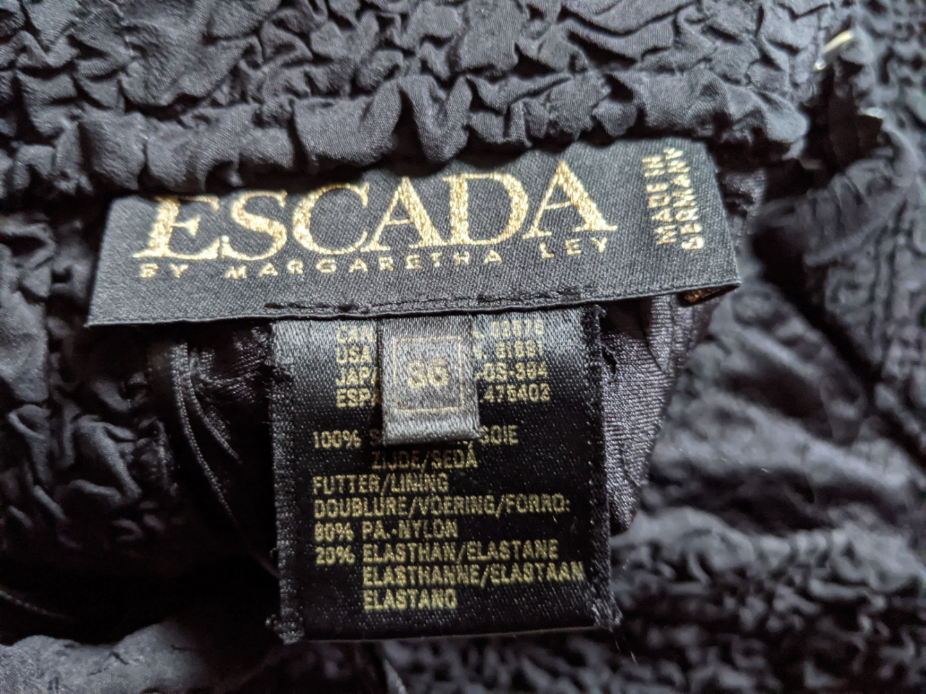 Escada Schwarzer texturierter Seidenrock 36