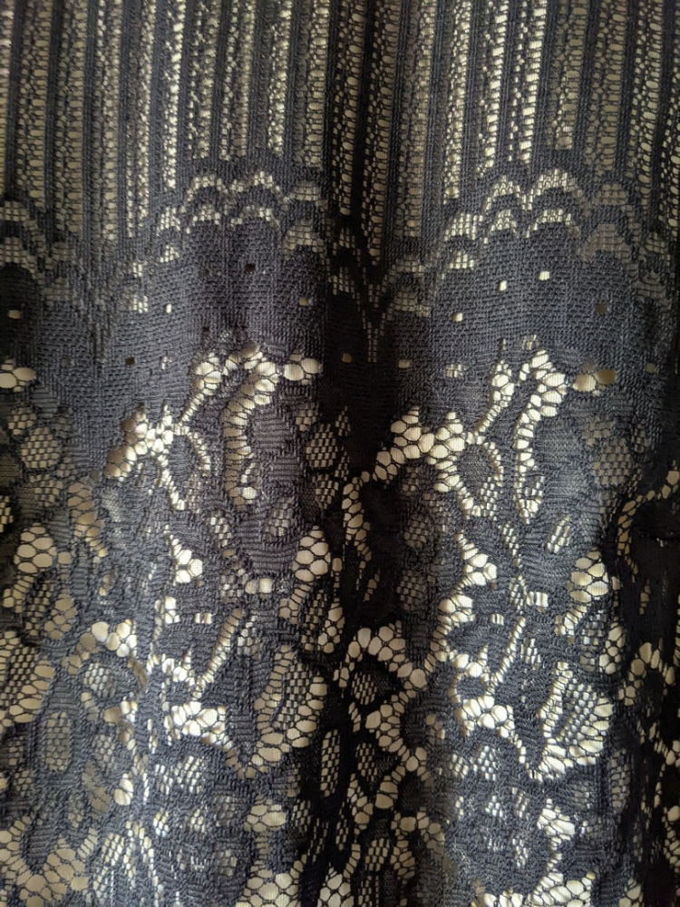 Esprit Black lace dress on cream background L