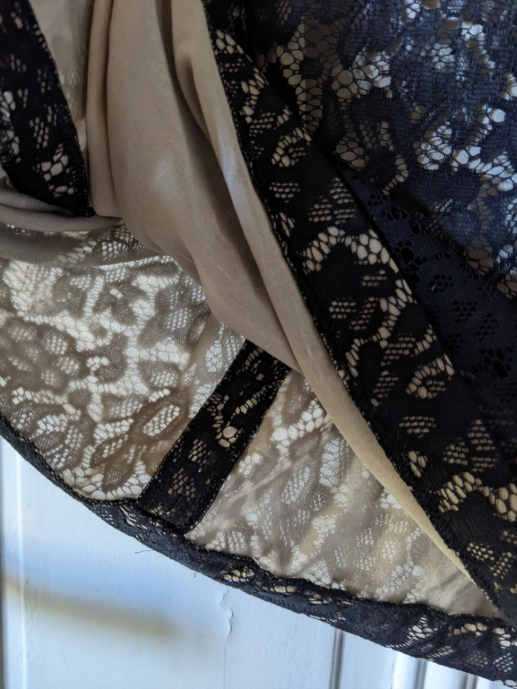 Esprit Black lace dress on cream background L